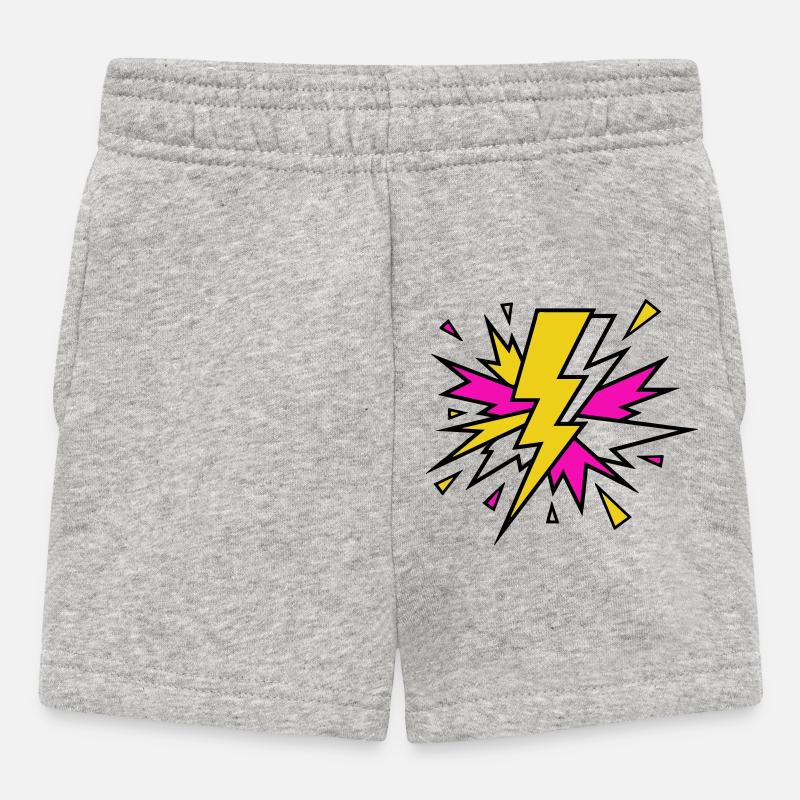 Gelber Strahl Neon-Explosion - Baby Shorts - Grau meliert