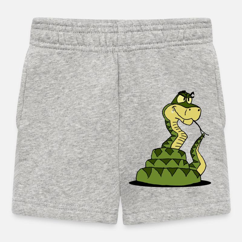 Serpent vert souriant - Short Bébé - gris chiné