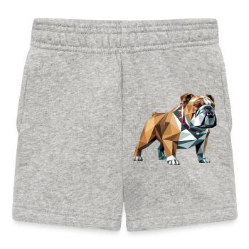 Bulldog - Cooles Low Poly Logo - Baby Shorts - Grau meliert - Vorne