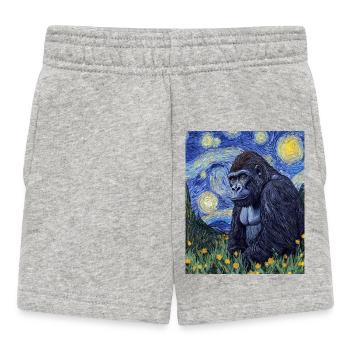 Gorille Gorille Singe Style Van Gogh Nuit étoilée - Short Bébé - gris chiné - Devant