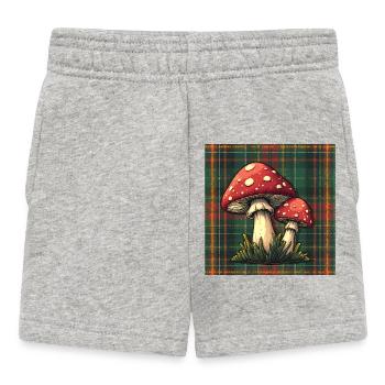 Plaid Mushroom Adventure - Baby Shorts - heather grey - Front