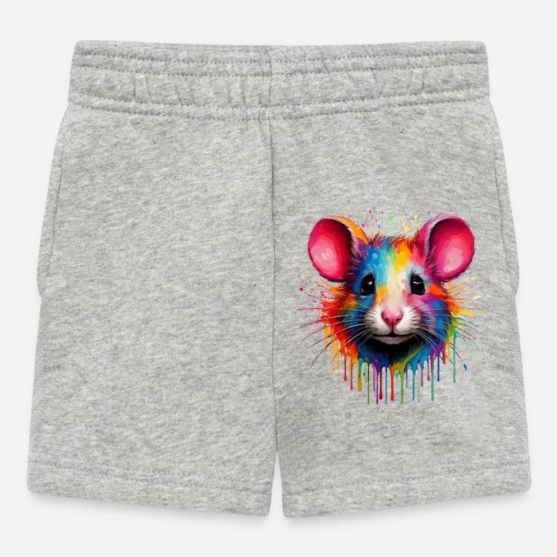Tête de souris arc-en-ciel - Short Bébé - gris chiné