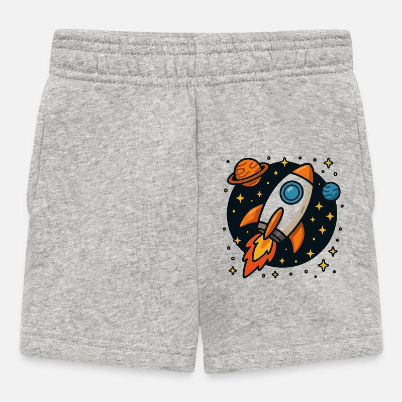 Fusée spatiale rétro en orbite stellaire - Short Bébé - gris chiné