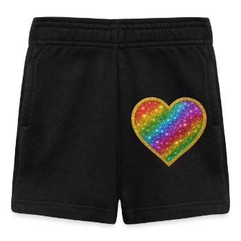 Regenbogenherz mit Goldrand - Baby Shorts - Schwarz - Vorne