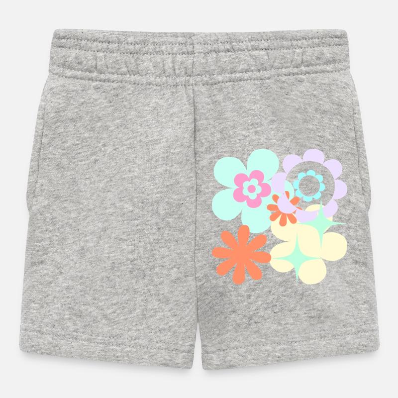 Blüten-Pop Retro Muster - Baby Shorts - Grau meliert