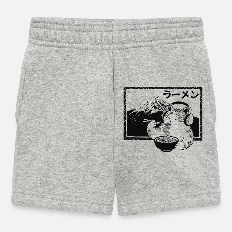 Ramen Chaton Mont Fuji - Short Bébé - gris chiné