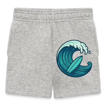 Surf Welle – Retro Surfbrett Design - Baby Shorts - Grau meliert - Vorne