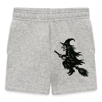 Halloween Witch on Broom Silhouette - Baby Shorts - heather grey - Front