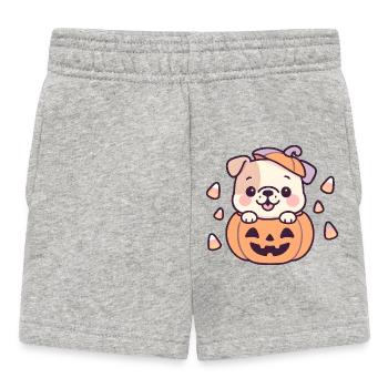 Chien mignon dans citrouille Halloween - Short Bébé - gris chiné - Devant