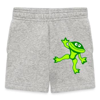 Frog Toad Dancing Funny Silly Naughty Waving Comic - Baby Shorts - heather grey - Front