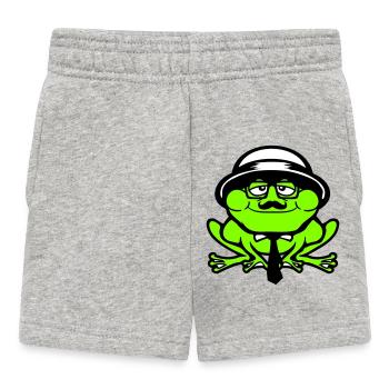 Grenouille Sir Mr. Rich Gangster Lunettes Chapeau Cravate - Short Bébé - gris chiné - Devant