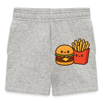Kawaii Burger & Fries Duo - Short Bébé - gris chiné - Devant