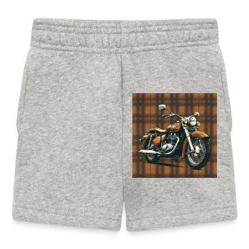 Retro Bike + Plaid Background - Baby Shorts - heather grey - Front