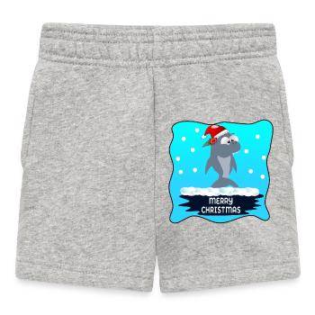 MERRY CHRISTMAS WISHES SHARK - Baby Shorts - heather grey - Front