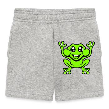 Frosch Kröte lacht lustig springt glücklich Comic  - Baby Shorts - Grau meliert - Vorne