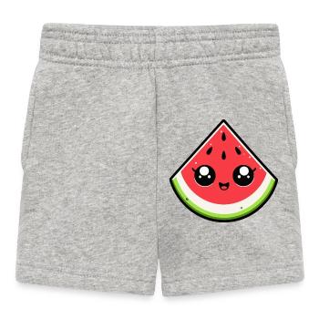Kawaii Wassermelone Lächelnde Scheibe - Baby Shorts - Grau meliert - Vorne