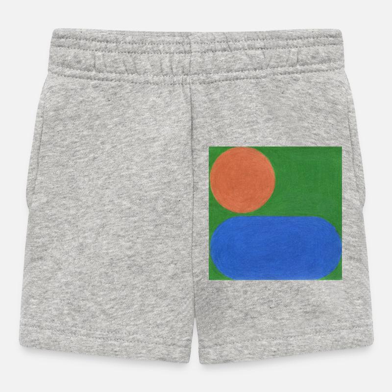 Orange Circle and Blue Rectangle - Baby Shorts - heather grey