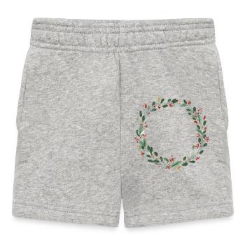 Couronne rouge vert - Personnalisable - Short Bébé - gris chiné - Devant