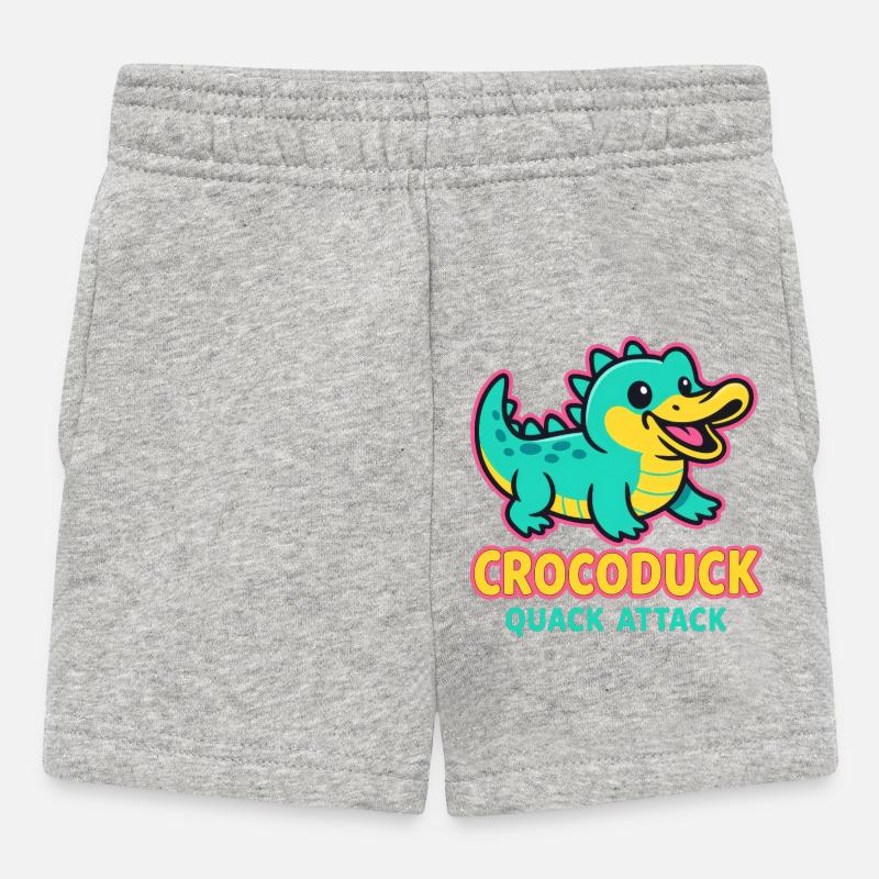 Crocoduck - Quack Attack - Baby Shorts - heather grey