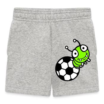 Raupe Fußball Loch Ball Comic lustig süß Sport süß - Baby Shorts - Grau meliert - Vorne