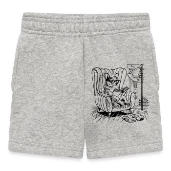 Reading Corgi Dog Vintage Bookish Shirt - Baby Shorts - heather grey - Front