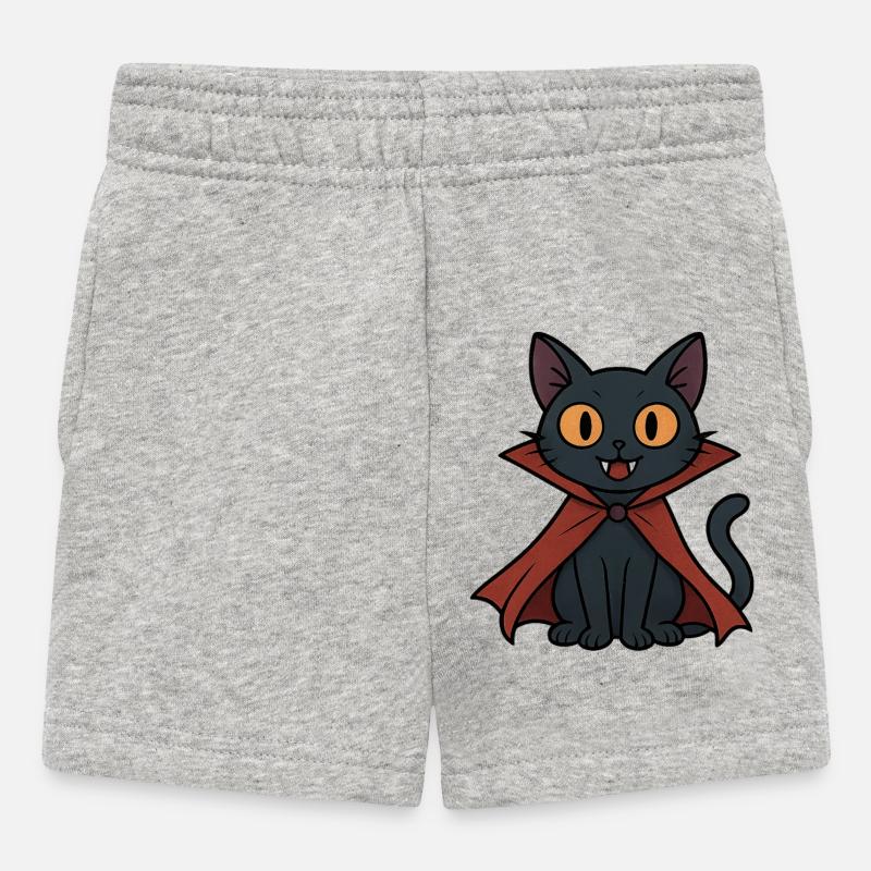 Vampire kitten in cape black cat - Baby Shorts - heather grey