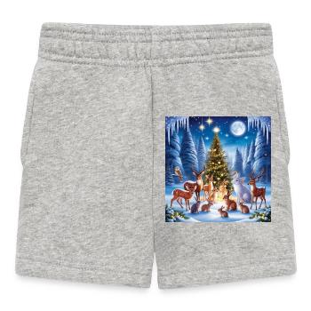 Forêt d’hiver Noël Magie des animaux - Short Bébé - gris chiné - Devant
