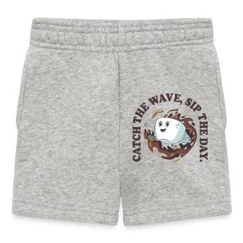 Catch the Wave Sip the Day – Coffee Vibes Retro - Baby Shorts - Grau meliert - Vorne