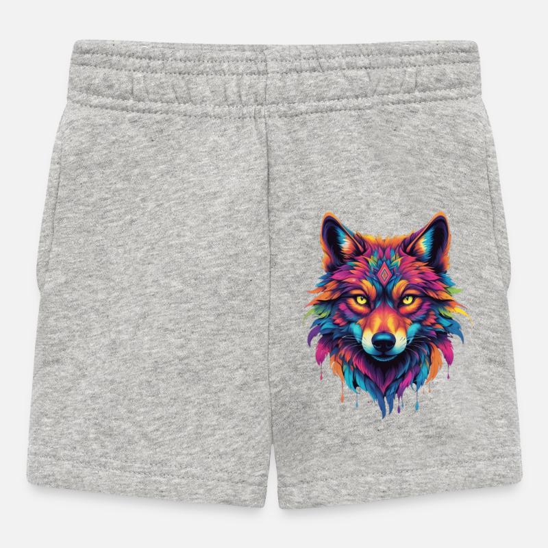 Tête de loup colorée - Short Bébé - gris chiné