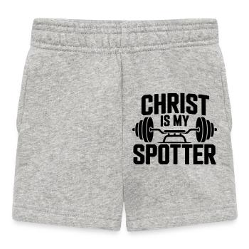 Christ Is My Spotter - Baby Shorts - heather grey - Front