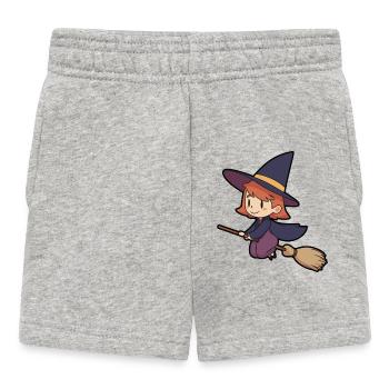 witch and her broom for the Halloween party - Baby Shorts - heather grey - Front