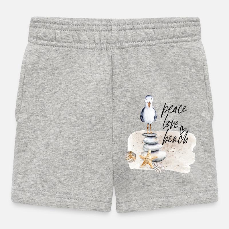 Beach Bird on Stone Stack Watercolors - Baby Shorts - heather grey