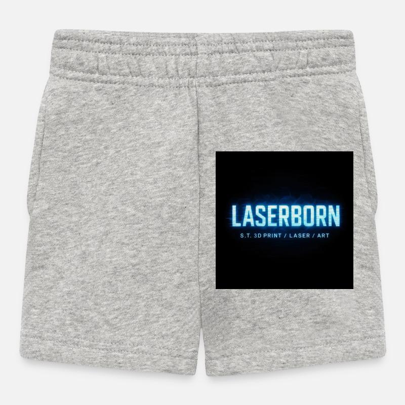 LaserBorn Neon Tech Druck - Baby Shorts - Grau meliert