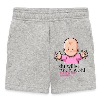Motif mignon de dicton de bébé - Prenez-le dans vos bras - Short Bébé - gris chiné - Devant