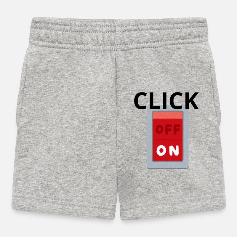 Interrupteur OFF ON Retro Rouge - Click - Short Bébé - gris chiné