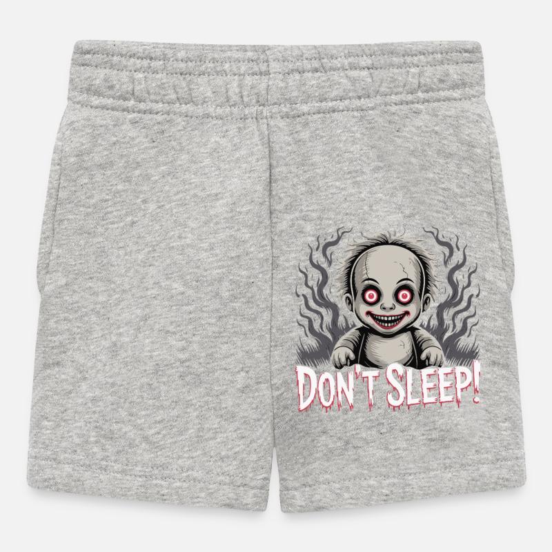Poupée effrayante Ne dort pas - Short Bébé - gris chiné