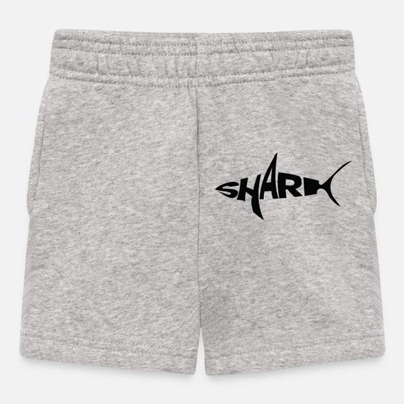 Mot-symbole requin noir Typographie avec nageoire - Short Bébé - gris chiné