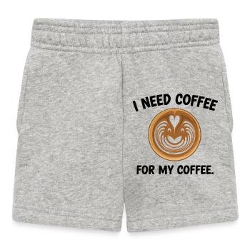 Heart Latte Art: Ich brauche Kaffee - Baby Shorts - Grau meliert - Vorne