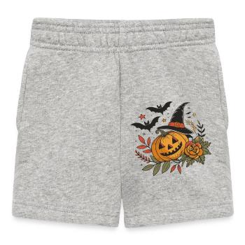 Halloween Kürbis Hexe und Blumen - Baby Shorts - Grau meliert - Vorne