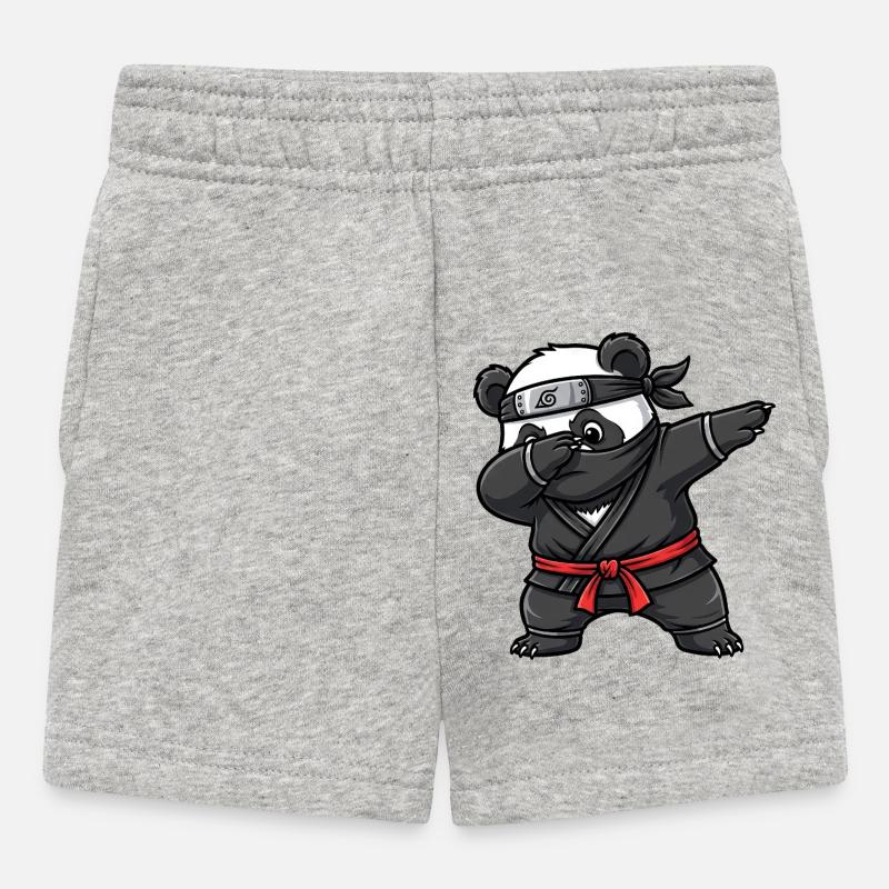 Ninja Panda Samurai Japan Tradition  - Baby Shorts - Grau meliert