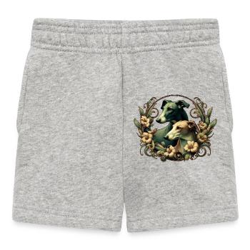 Chiens & Fleurs Art Nouveau Graphique b - Short Bébé - gris chiné - Devant
