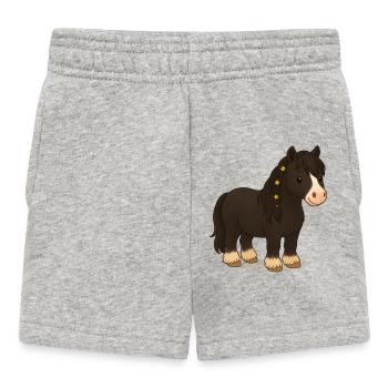 Black Tinker mare Katy with floral braid - Baby Shorts - heather grey - Front