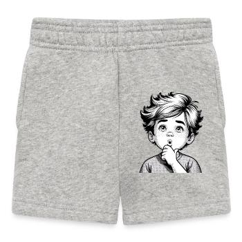 Garçon surpris et réfléchi | Garçon réfléchi - Short Bébé - gris chiné - Devant