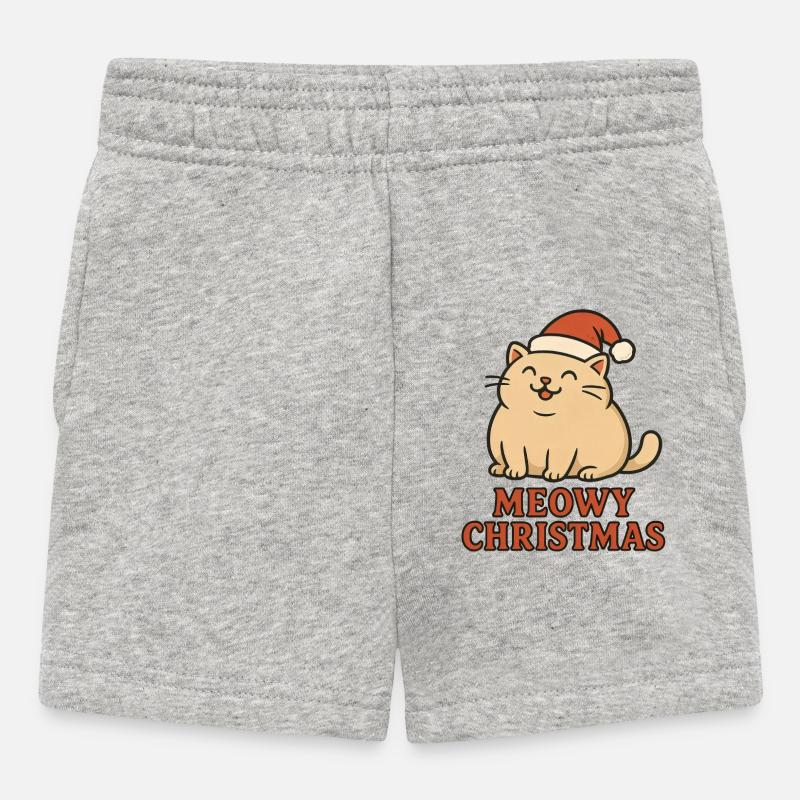 Meowy Christmas - Conception de Noël de chat drôle - Short Bébé - gris chiné