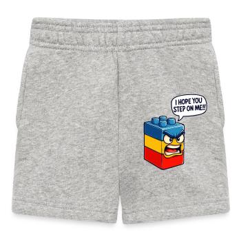 I Hope You Step On Me Brick Builder Block Building - Baby Shorts - heather grey - Front