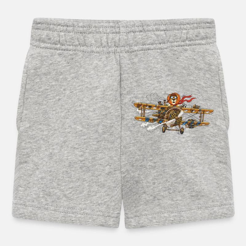 Steampunk Lion Flight Machine - Short Bébé - gris chiné
