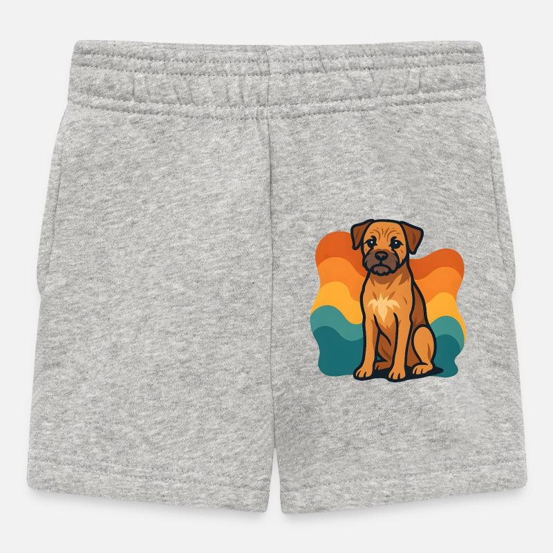 Colorful Border Terrier Dog with Wave Pattern - Baby Shorts - heather grey