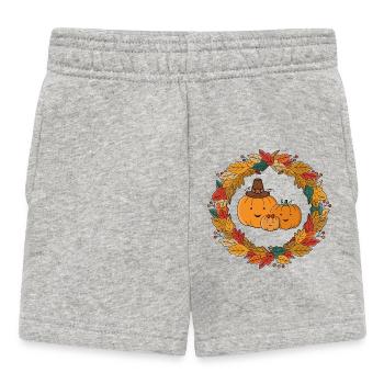 Herbstlicher Kürbis Familienkranz - Baby Shorts - Grau meliert - Vorne
