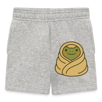 Eingekuschelter Frosch – Cozy Blanket Frog - Baby Shorts - Grau meliert - Vorne