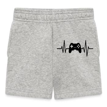 Heartbeat Gamer, Game Controller Line Art Design - Baby Shorts - heather grey - Front